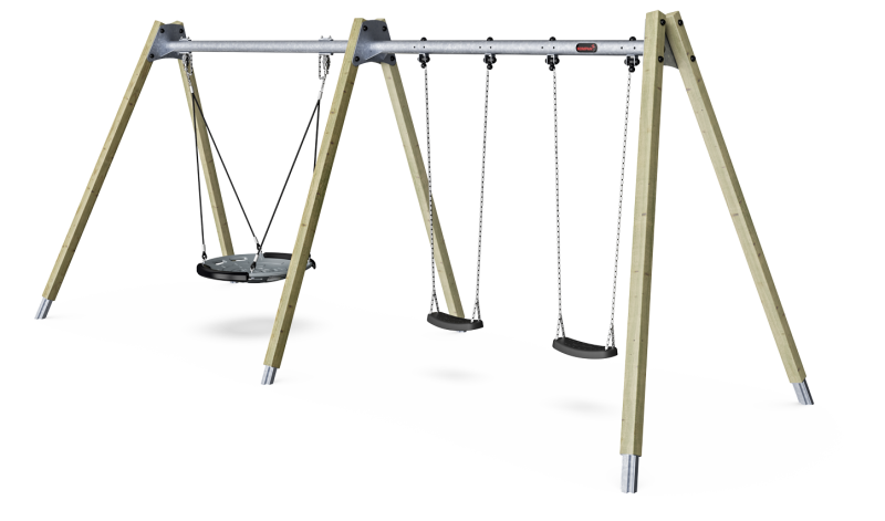 Columpio Combi 3 Acero Asiento nido Rígido H:2,5m KSW90063