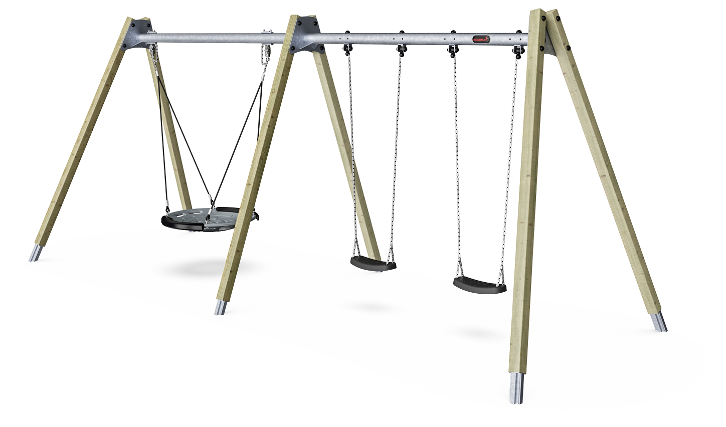 Columpio Combi 3 Acero Asiento nido Rígido H:2,5m KSW90063