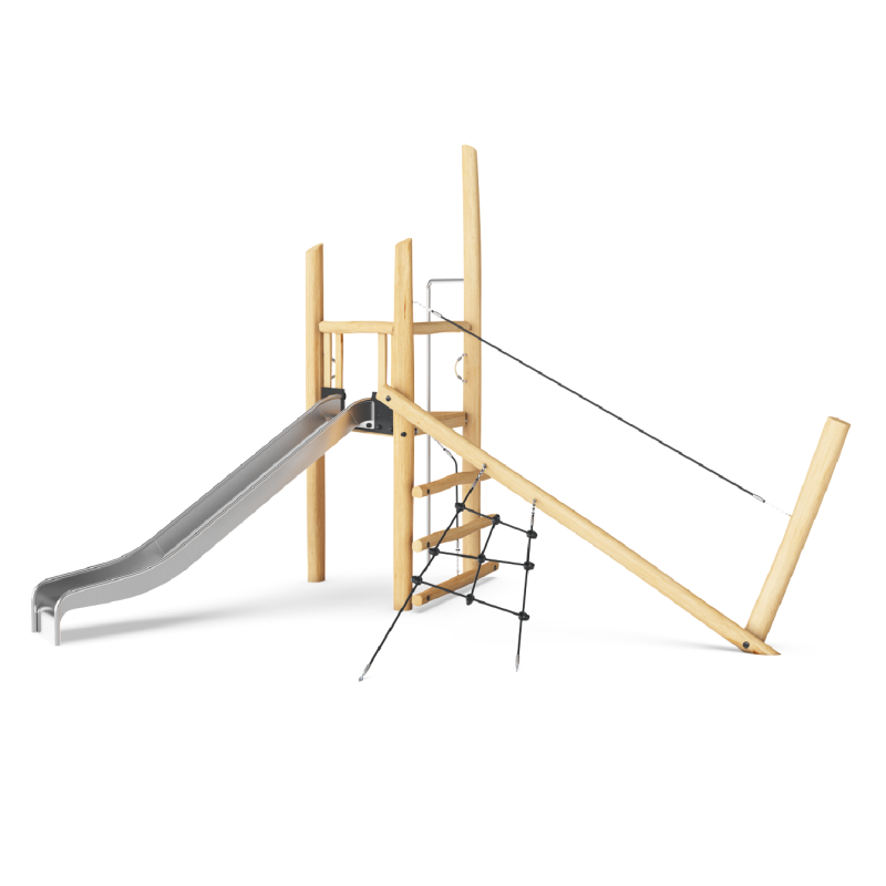 Torre escalada, tobogán, barra bomberos y red NRO1006